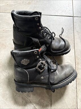 Vintage Harley-Davidson Black Lace-Up Leather Riding Boots women’s 8.5